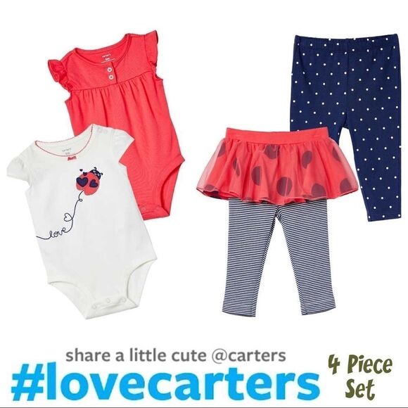 NEW! CARTER’S Kids' Girl's Adorable 4-piece Set, Ladybug - Picture 1 of 7